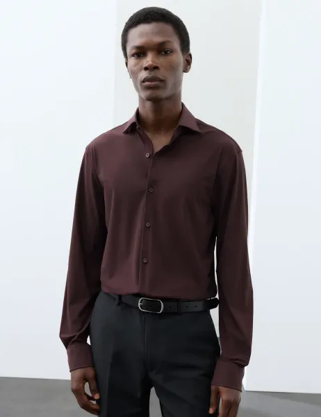 Autograph Slim Fit Stretch Performance Shirt Teak
