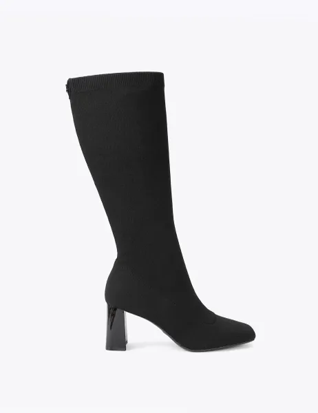 Carvela Block Heel Pull On Knee High Boots Black