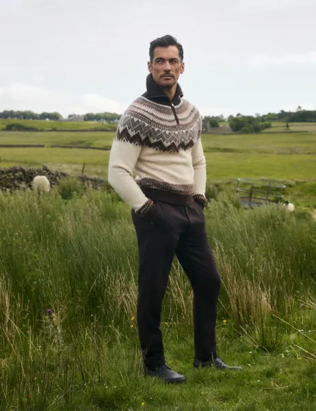 Jaeger Tailored Fit Wool Blend Trousers Rich Brown