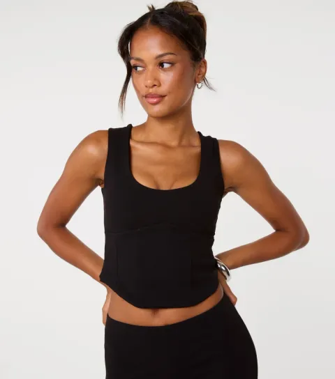 Pink Vanilla Women's Black Corset Detail Top