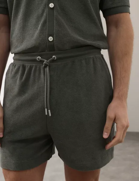 Autograph Cotton Rich Terry Towelling Shorts Dark Olive