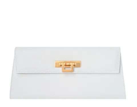 Fonteyn Clutch Dolomite Pebble Print Calf Leather Handbag - White - 2