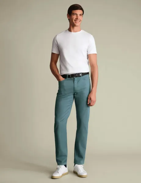 Charles Tyrwhitt Slim Fit 5 Pocket Stretch Jeans Teal Green