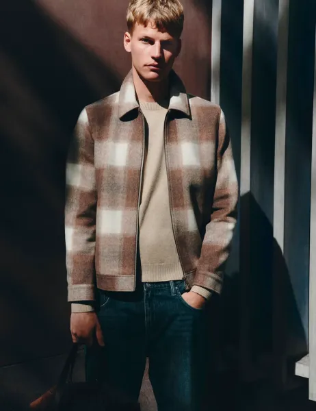 Marks & Spencer Checked Jacket Ecru Mix