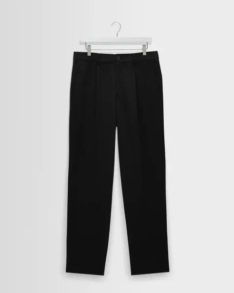 Aubyn - Black Cotton Tencel Twill Relaxed Fit Trousers