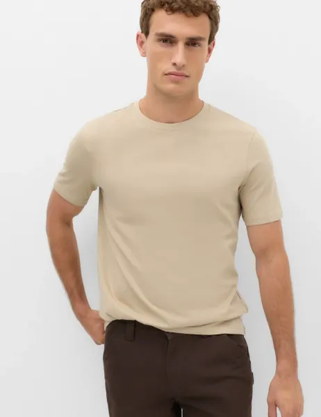 Marks & Spencer Pure Cotton Regular Fit Crew Neck T-Shirt Hessian