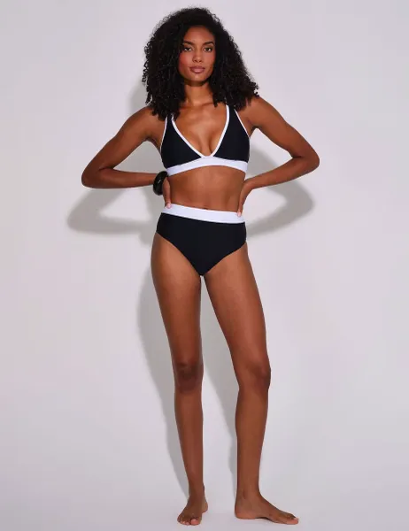 South Beach Contrast Binding High Waisted Bikini Bottoms