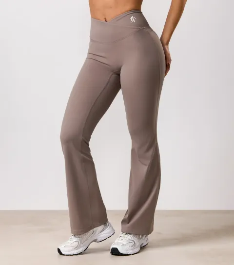 Women's Light Brown 365 Crossover Waist Flared Leggings