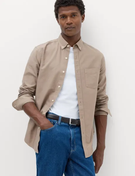 Marks & Spencer Pure Cotton Ultimate Oxford Shirt Mushroom