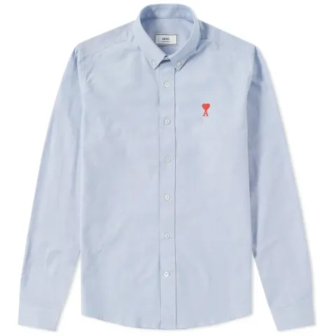 AMI Button Down Heart Logo Oxford Shirt