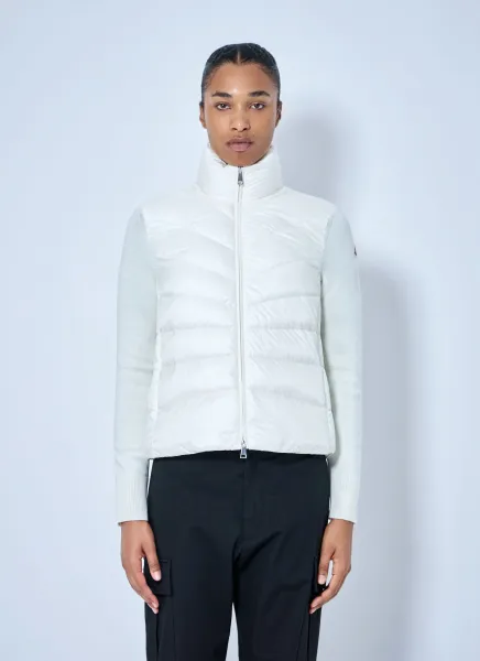 Quilted Puffer Jacket with Knit Sleeves