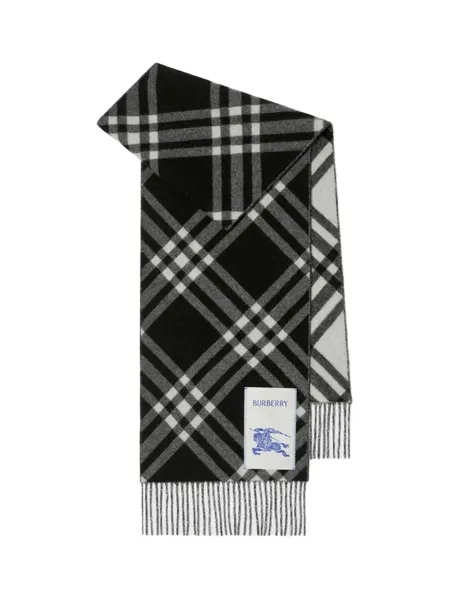 Check Cashmere Scarf Black