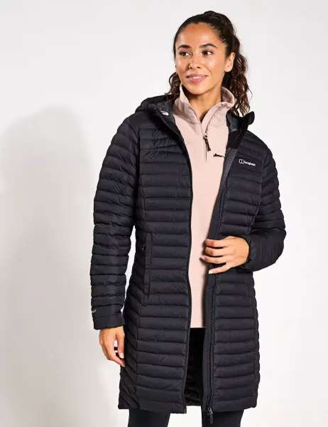 Berghaus Nula Micro Hooded Longline Puffer Jacket Black