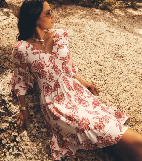 Women's Pink Sarasa Bell Sleeve Dress