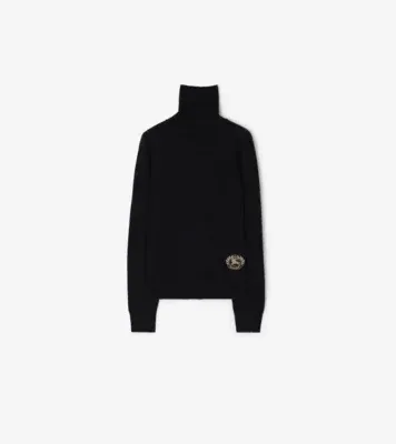 Wool Cashmere Rollneck Sweater in Black