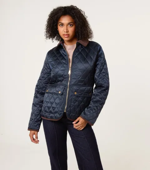 Women's Navy Diamond Quilted Jacket