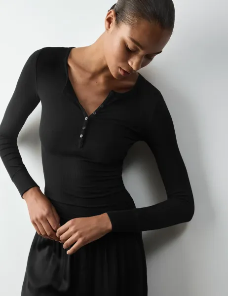 Autograph Modal Henley Pyjama Top Black