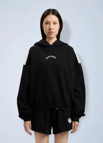 Curved Logo Loose Crop Hoodie