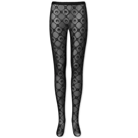 Moonogram Moon Flocked Mesh Tights