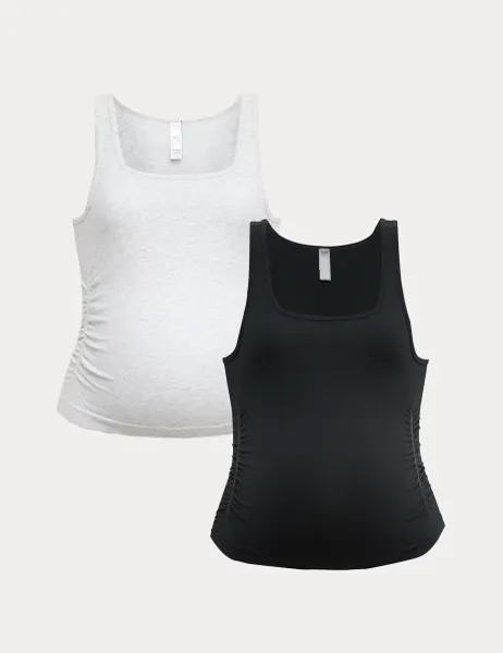 Marks & Spencer 2 Pack Maternity Seamless Scoop Neck Vests Black Mix