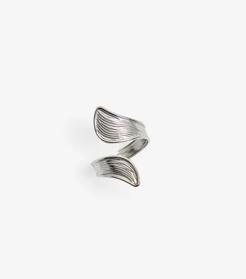 Silver Tone Abstract Open Front Ring