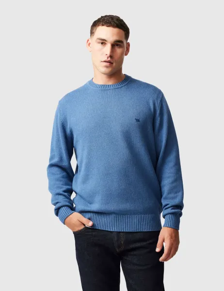 Rodd & Gunn Gunn Pure Cotton Crew Neck Jumper Medium Blue Mix