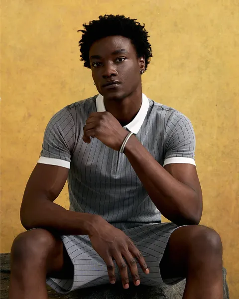 River Island Slim Fit Pinstripe Polo Shirt