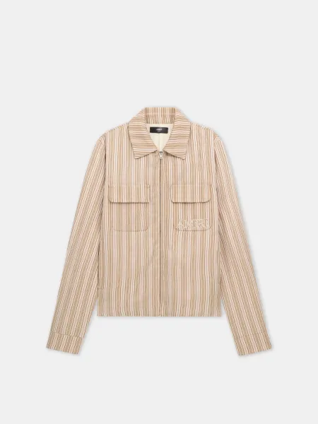 STRIPED BLOUSON - Alabaster