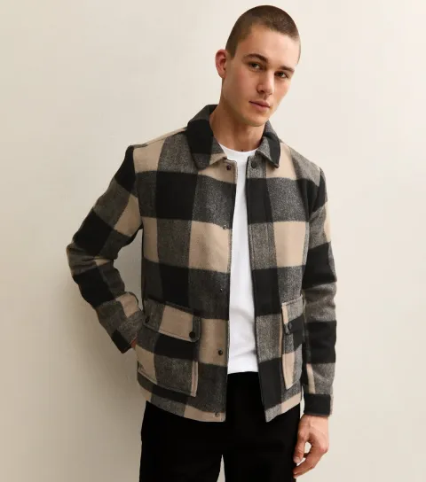 Men's Cream Checked Brushed Jacket