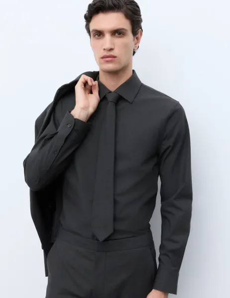 Autograph Performance Slim Fit Shirt with Wool Dark Navy