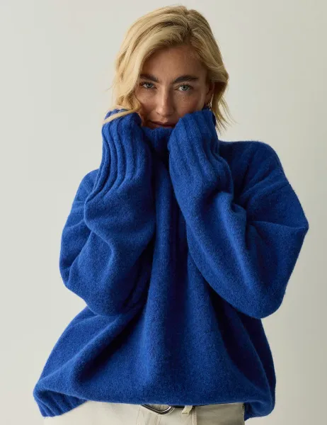 Regatta Striped Funnel Neck Relaxed Jumper Blue