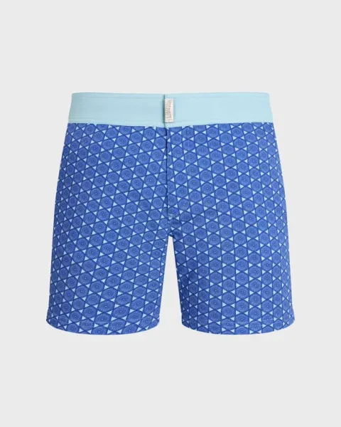 Vilebrequin Men Stretch Short Flat Belt Swim Shorts Graphic Urchin