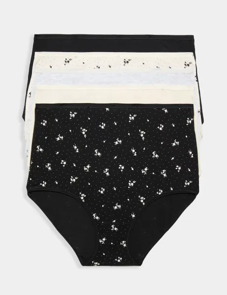 Marks & Spencer 5pk Cotton Modal Rich Full Briefs Black Mix