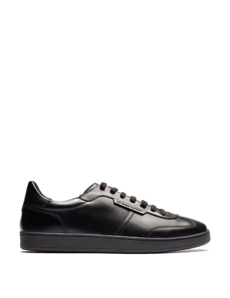 Base London Leather Lace Up Trainers Black