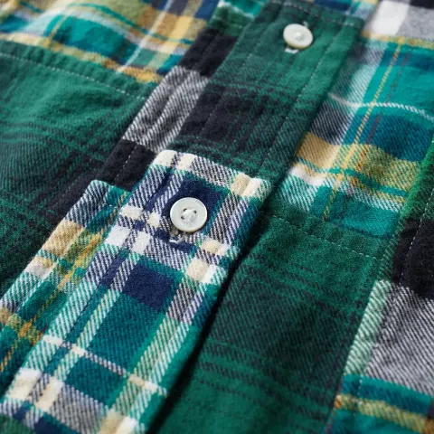 Button Down Patchwork Check Shirt