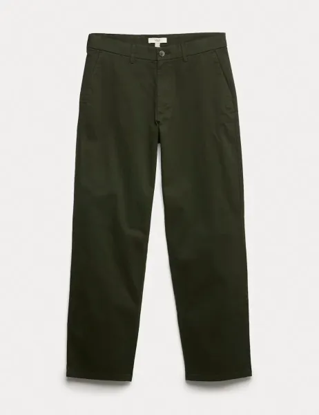 Loose Fit Stretch Chinos Dark Khaki