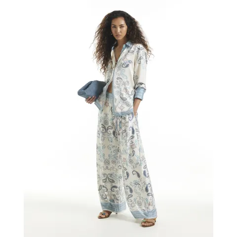 River Island Satin Paisley Wide Leg Trousers