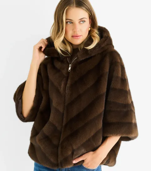 Gini London Women's Mid Brown Faux Fur Hooded Jacket