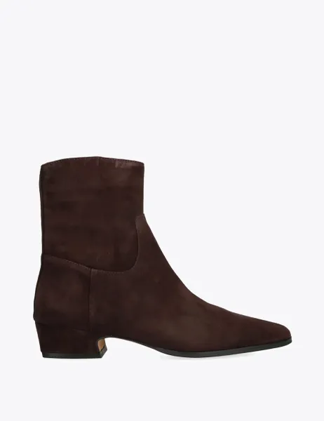 Steve Madden Dusty Suede Block Heel Ankle Boots Dark Brown