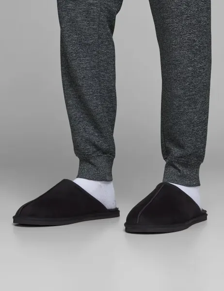 Jack & Jones Fleece Lined Mule Slippers Black