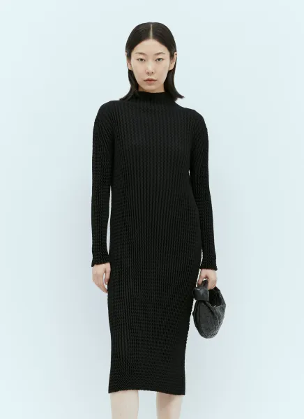 Spongy BK/WT-28 Long-Sleeve Midi Dress