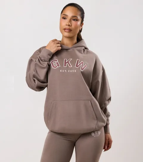 Women's Light Brown Appliqué Logo Oversized Hoodie