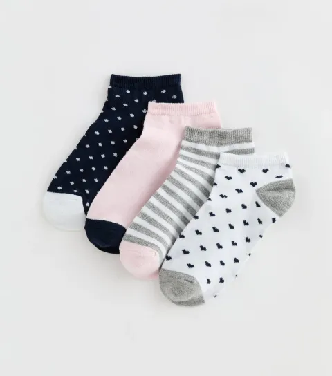 Pack of 4 Multicolour Patterned Trainer Socks