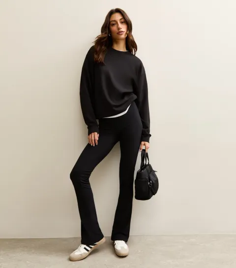 Women's Tall Black High Waist Stretch Kick Flare Leggings