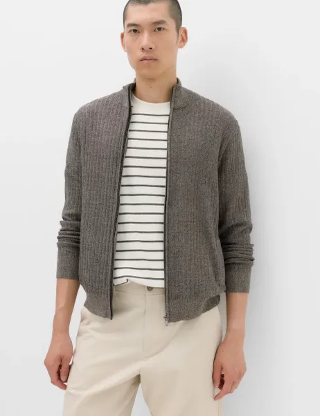 Marks & Spencer Cotton Rich Smart Funnel Neck Jumper Neutral