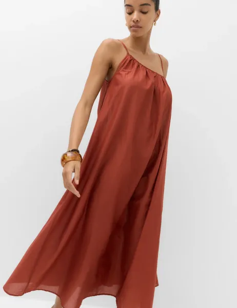 Marks & Spencer Pure Cotton Asymmetric Maxi Beach Dress Redwood