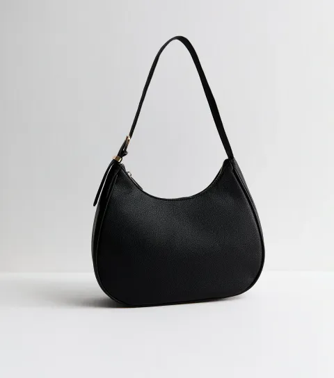 New Look Black Faux Leather Oversized Buckle Scooped Shoulder Bag