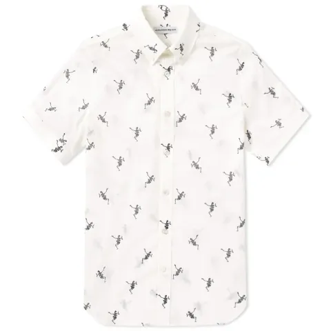 Short Sleeve Dancing Skeleton Printed Shirt