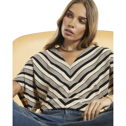 River Island Stripe V Neck Batwing Top