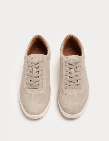 Jaeger Suede Lace Up Trainers Stone